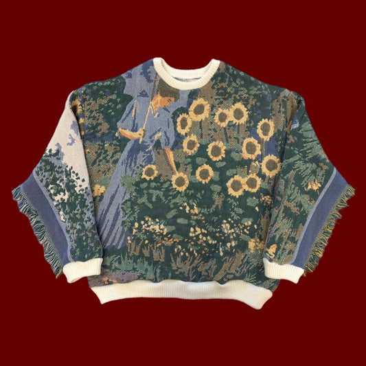Flower Field Tapestry Sweatshirt SIZE L