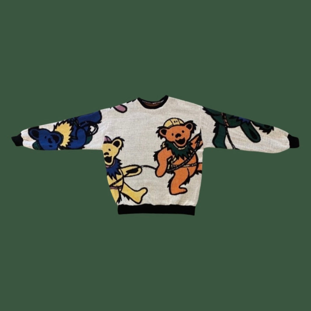 Hiking Grateful Dead Bear Tapestry Sweatshirt SIZE L
