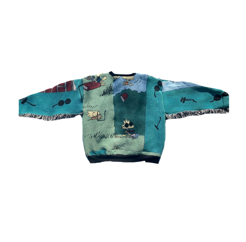 Snoopy Tapestry Sweatshirt (fringe) SIZE M