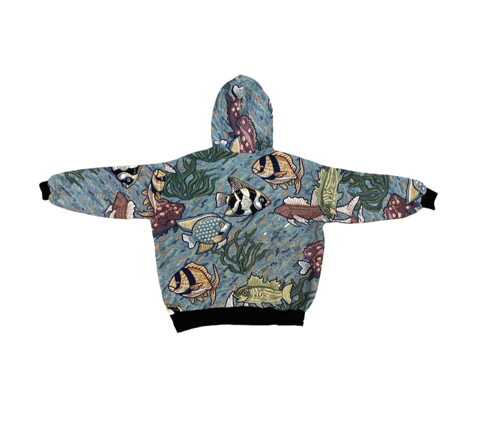 Fish Tapestry Hoodie (no fringe) SIZE M
