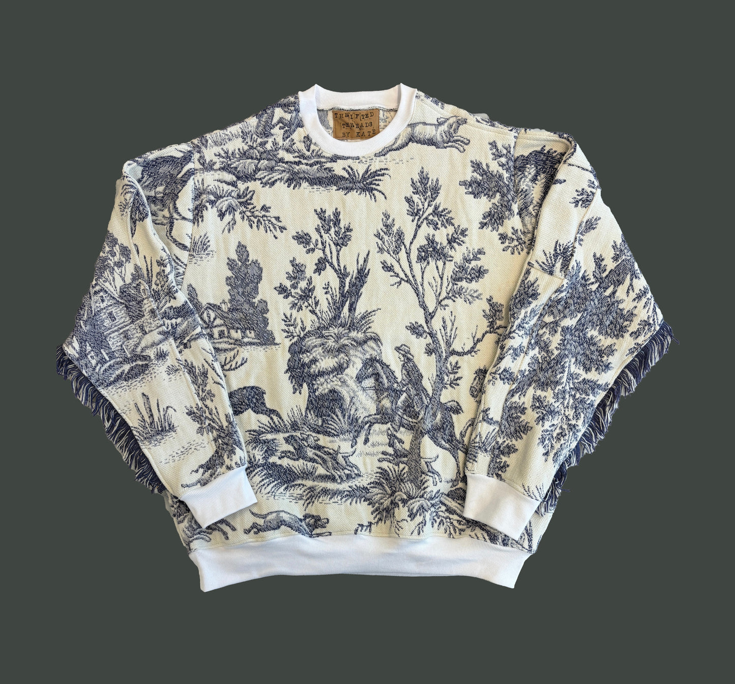 French Toile Tapestry Sweatshirt Size L