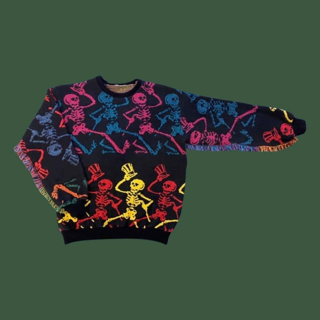 Dancing Skeleton Tapestry Sweatshirt SIZE L/XL