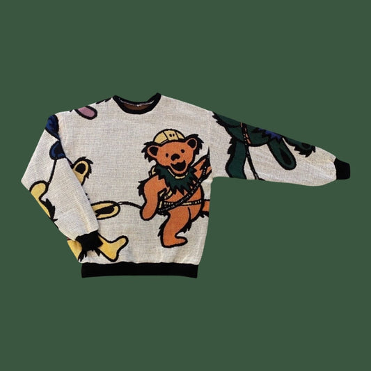Hiking Grateful Dead Bear Tapestry Sweatshirt SIZE L
