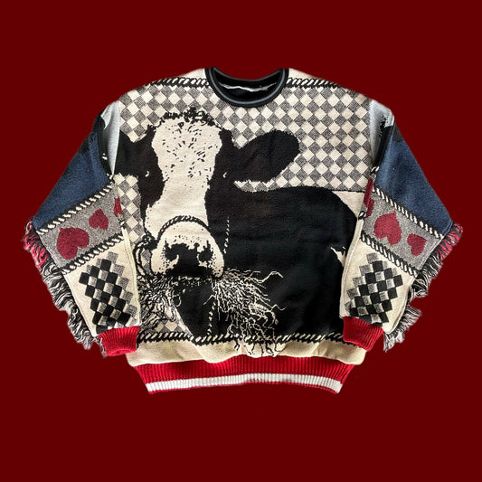 Cow Tapestry Sweatshirt SIZE L