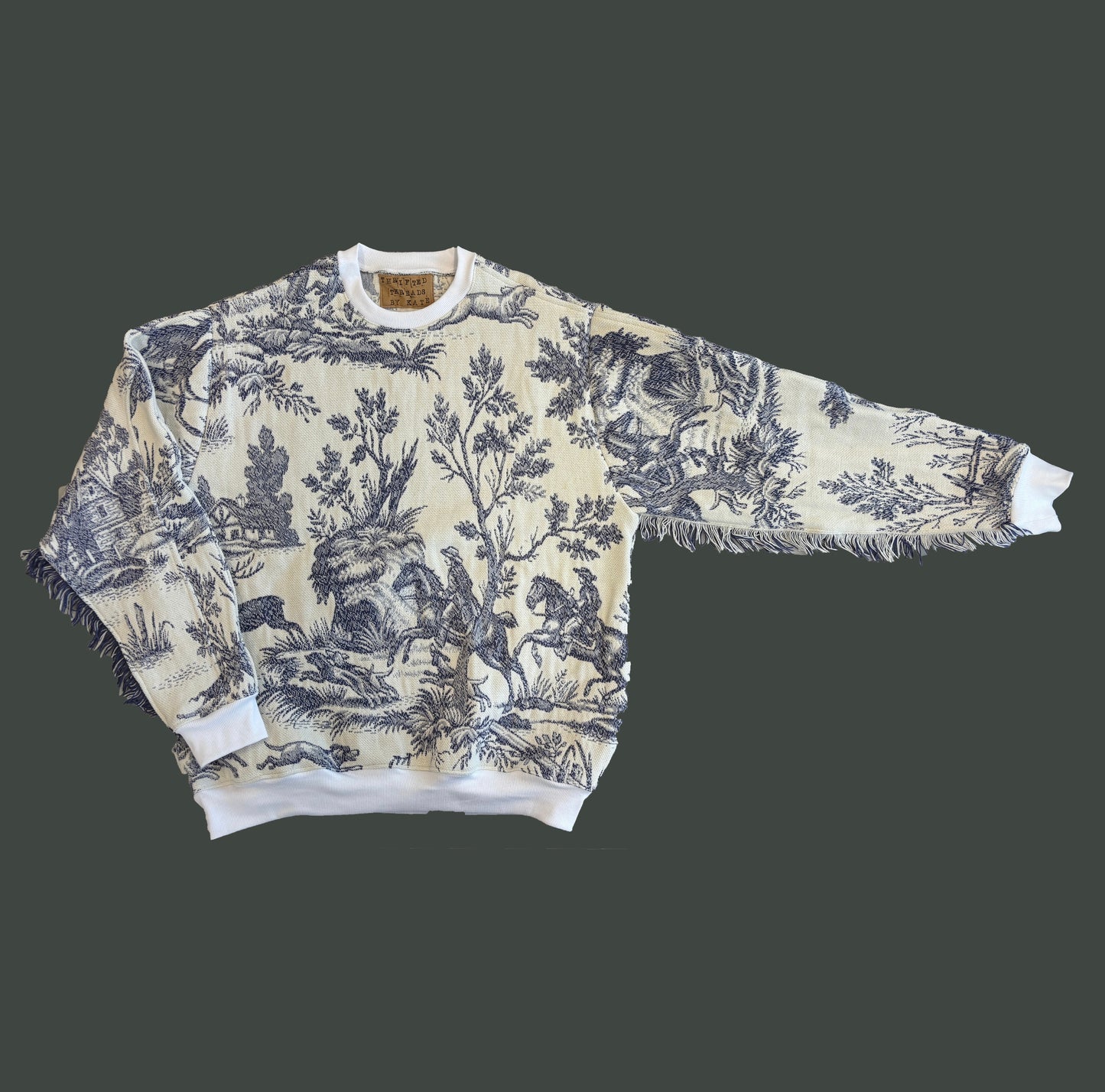 French Toile Tapestry Sweatshirt Size L