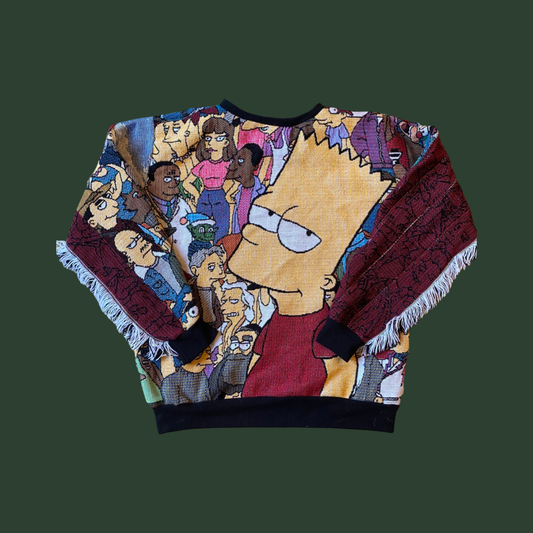 Simpsons Tapestry Sweatshirt (with fringe) SIZE LARGE