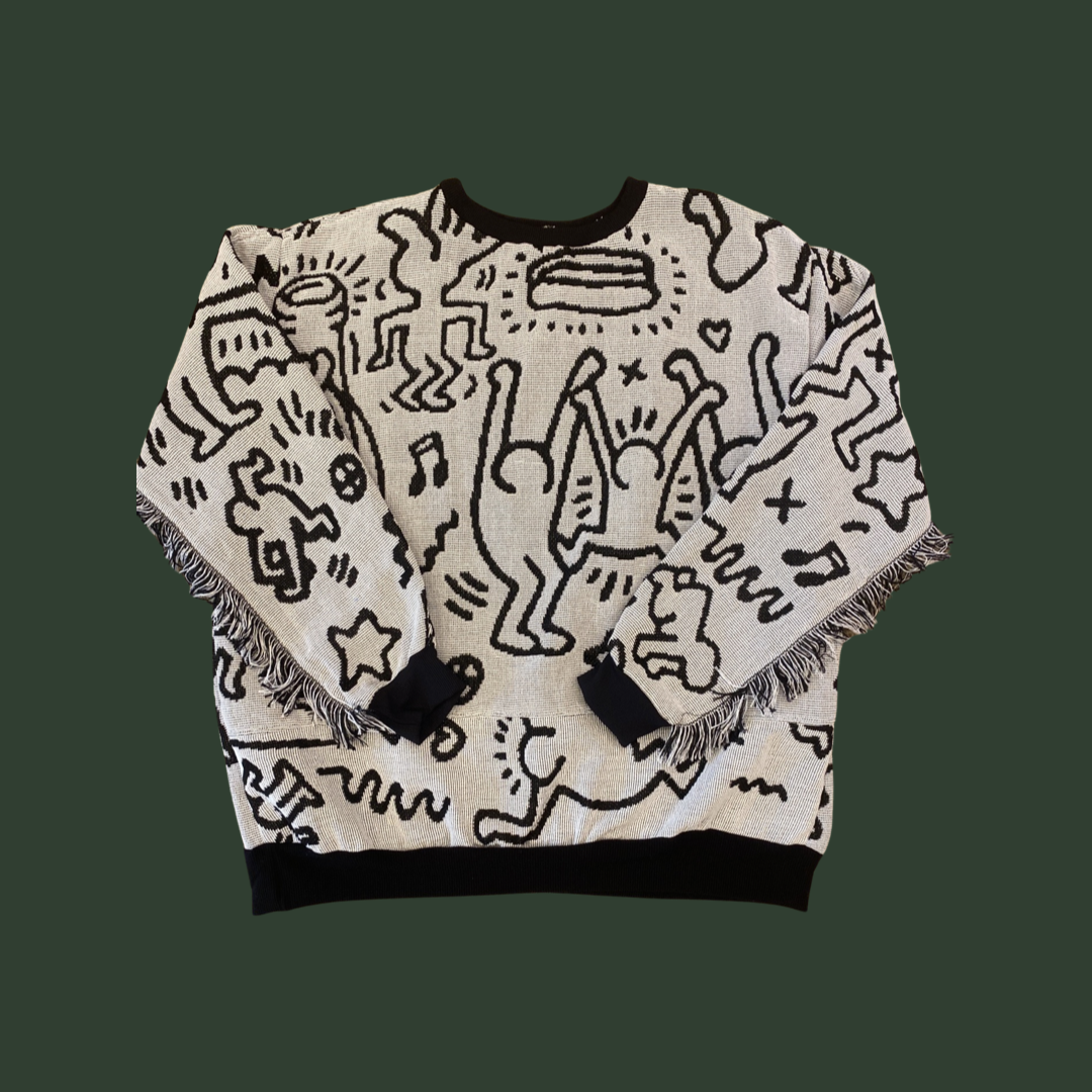 Keith Haring Tapestry Sweatshirt (with fringe) SIZE LARGE