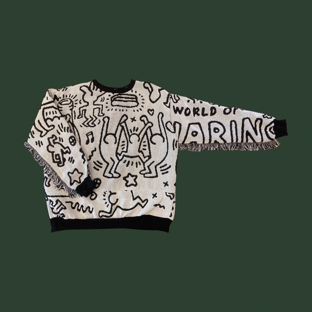 Keith Haring Tapestry Sweatshirt (with fringe) SIZE LARGE