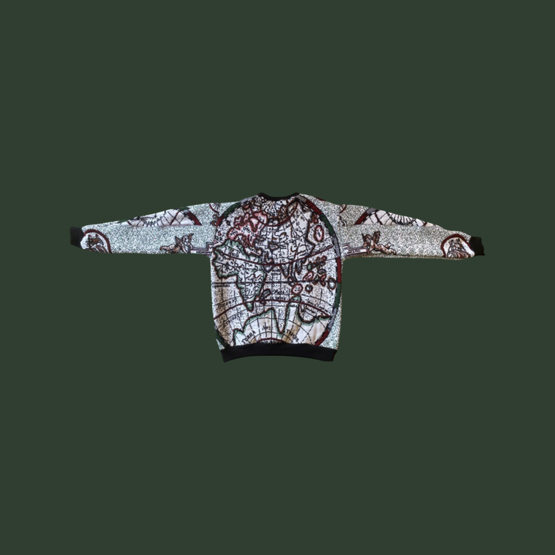 Globe Tapestry Sweatshirt (no fringe) SIZE MEDIUM