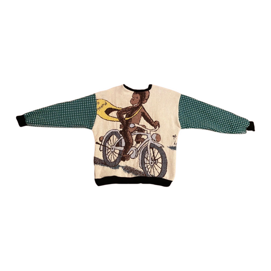 Curious George Tapestry Sweatshirt SIZE LARGE (no fringe)