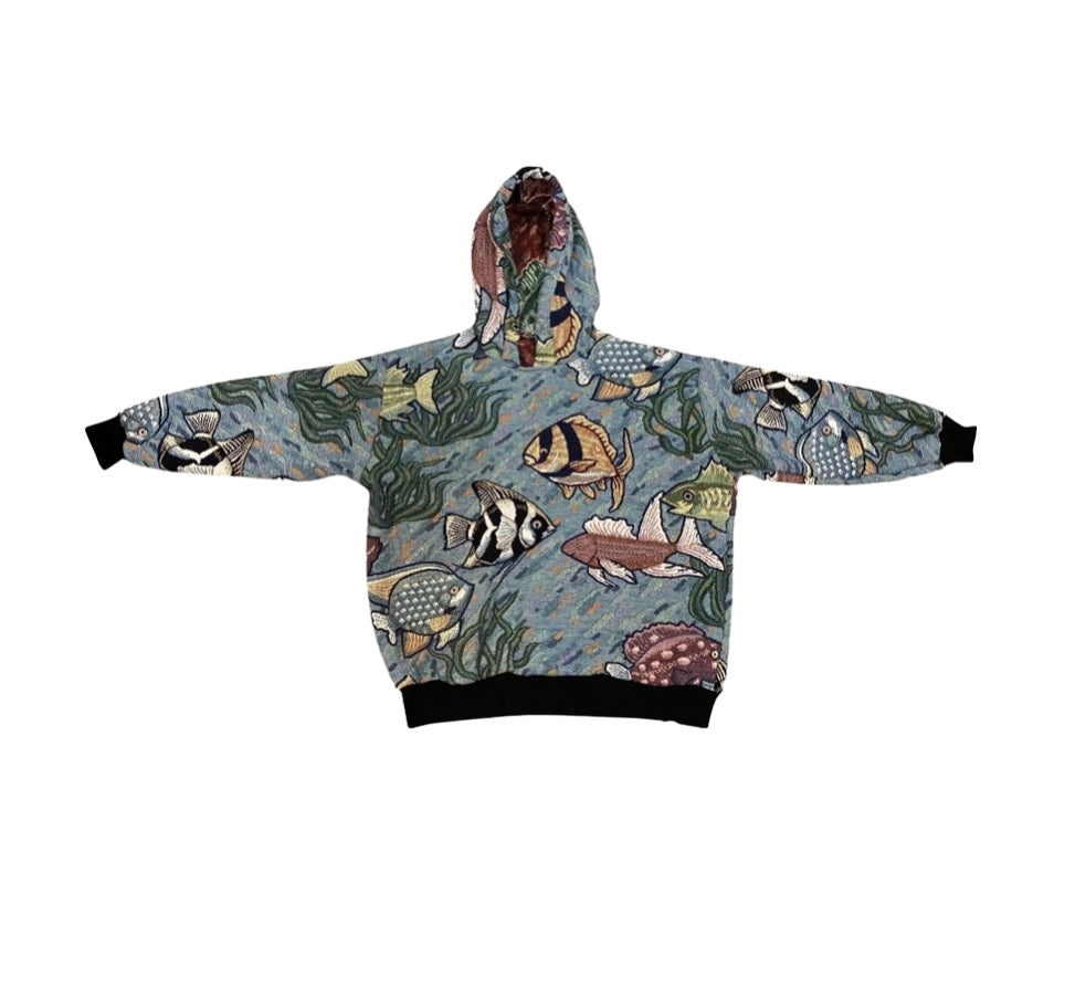 Fish Tapestry Hoodie (no fringe) SIZE M