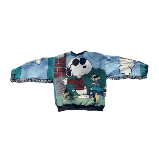Snoopy Tapestry Sweatshirt (fringe) SIZE M