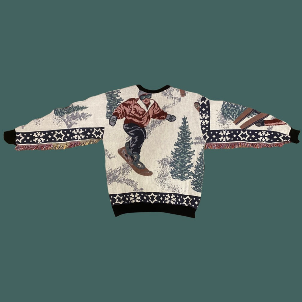 Retro Skier Tapestry Sweatshirt SIZE LARGE