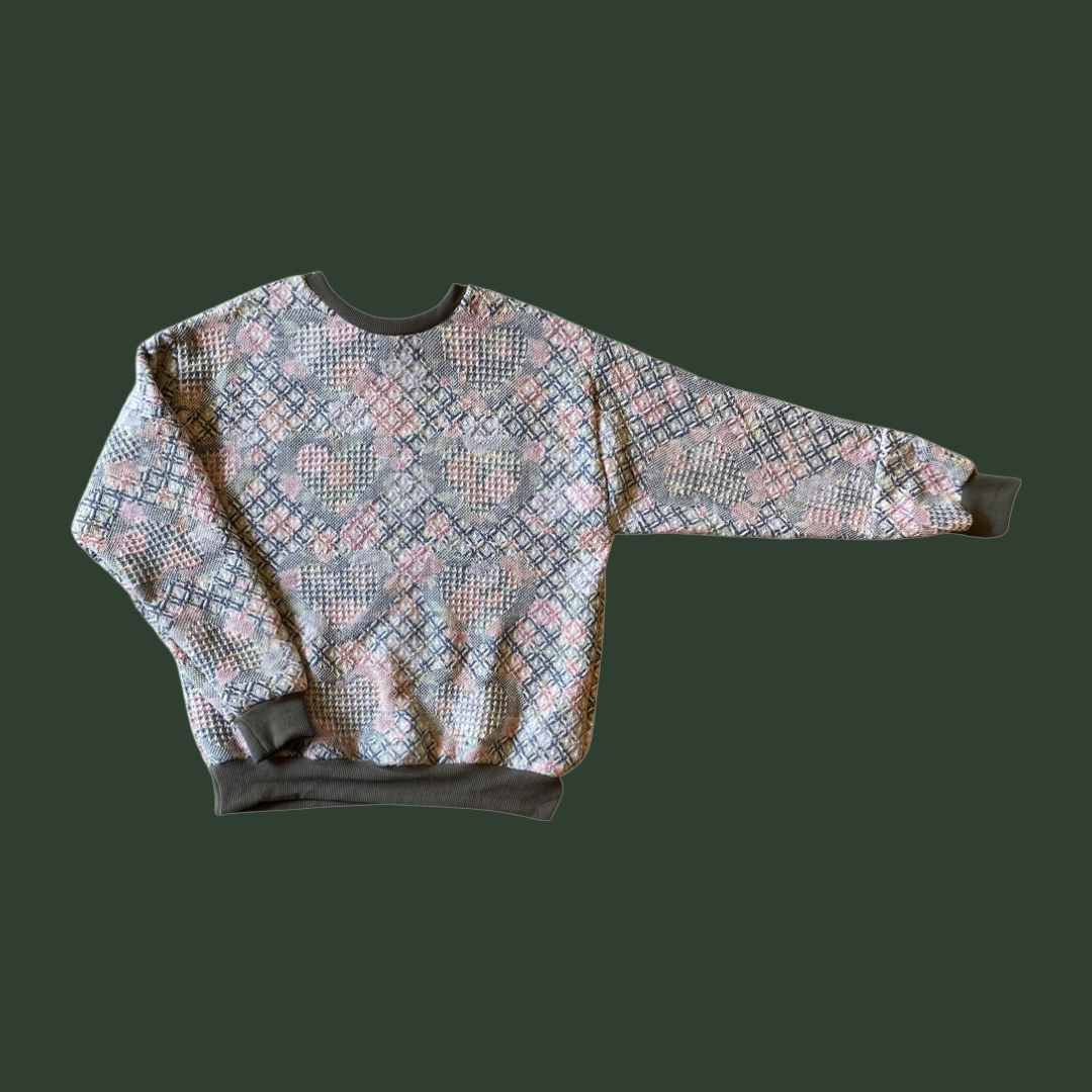 Floral Hearts Tapestry Sweatshirt SIZE M